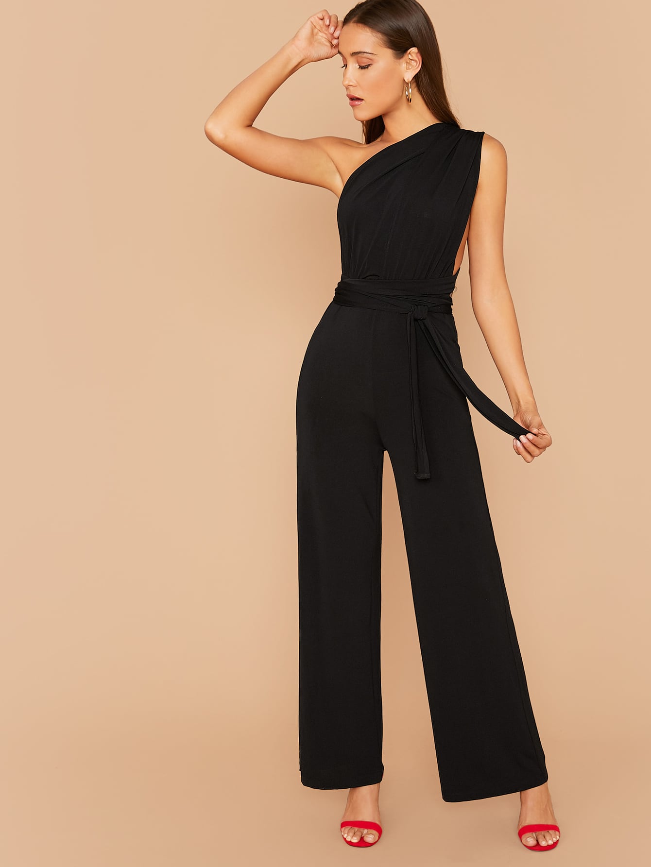 BIZwear Multi Way Open Back Wide Leg Jumpsuit Workwear