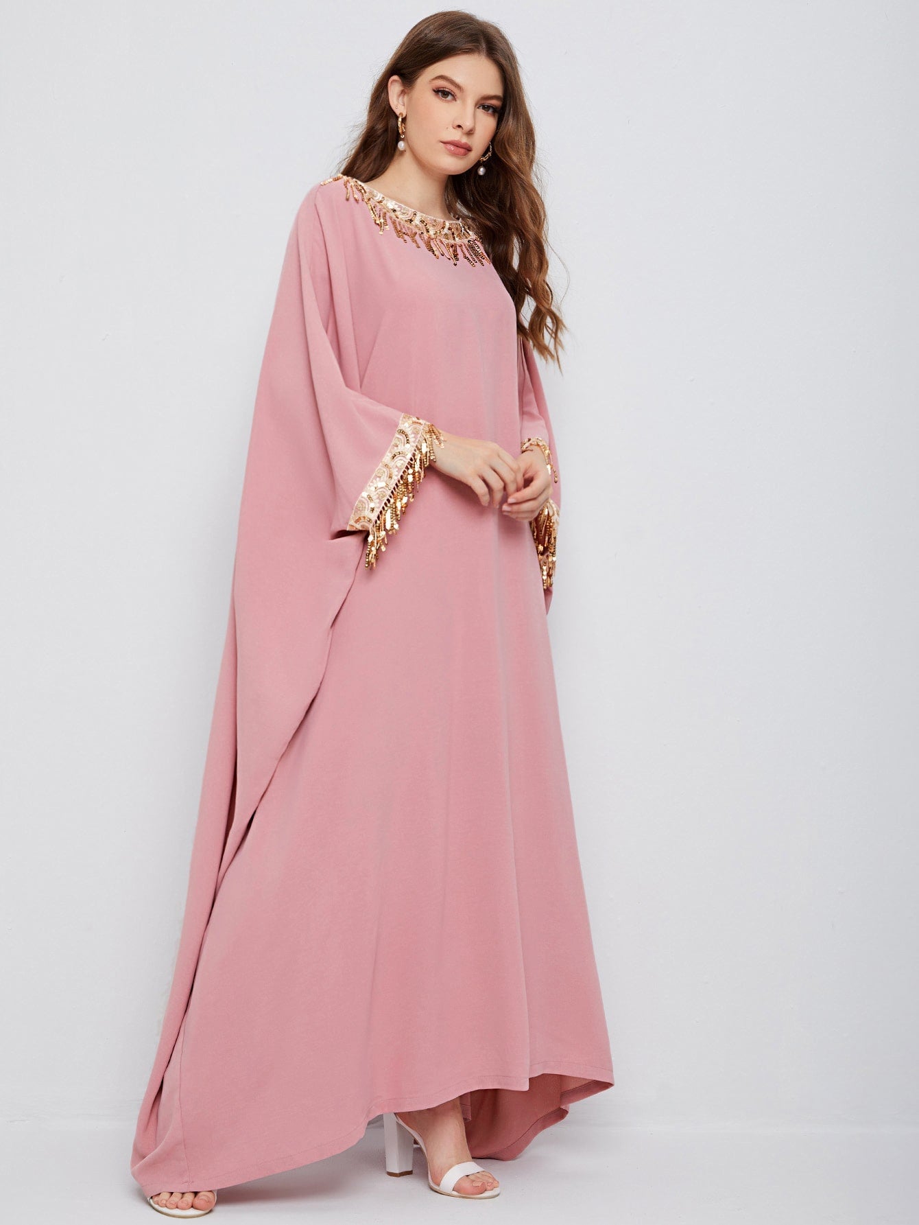 Najma Sequins Trim Detail Kaftan