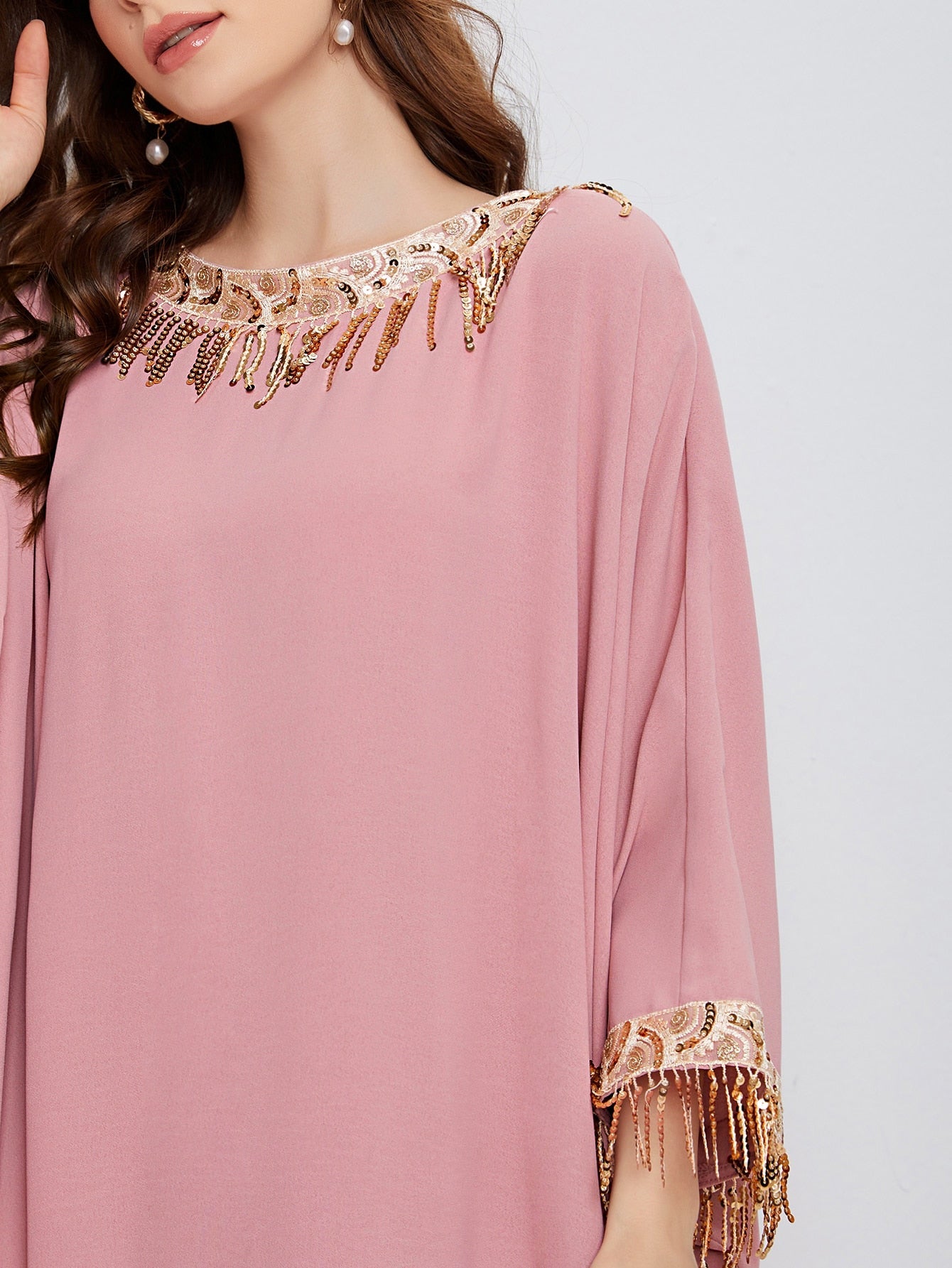 Najma Sequins Trim Detail Kaftan