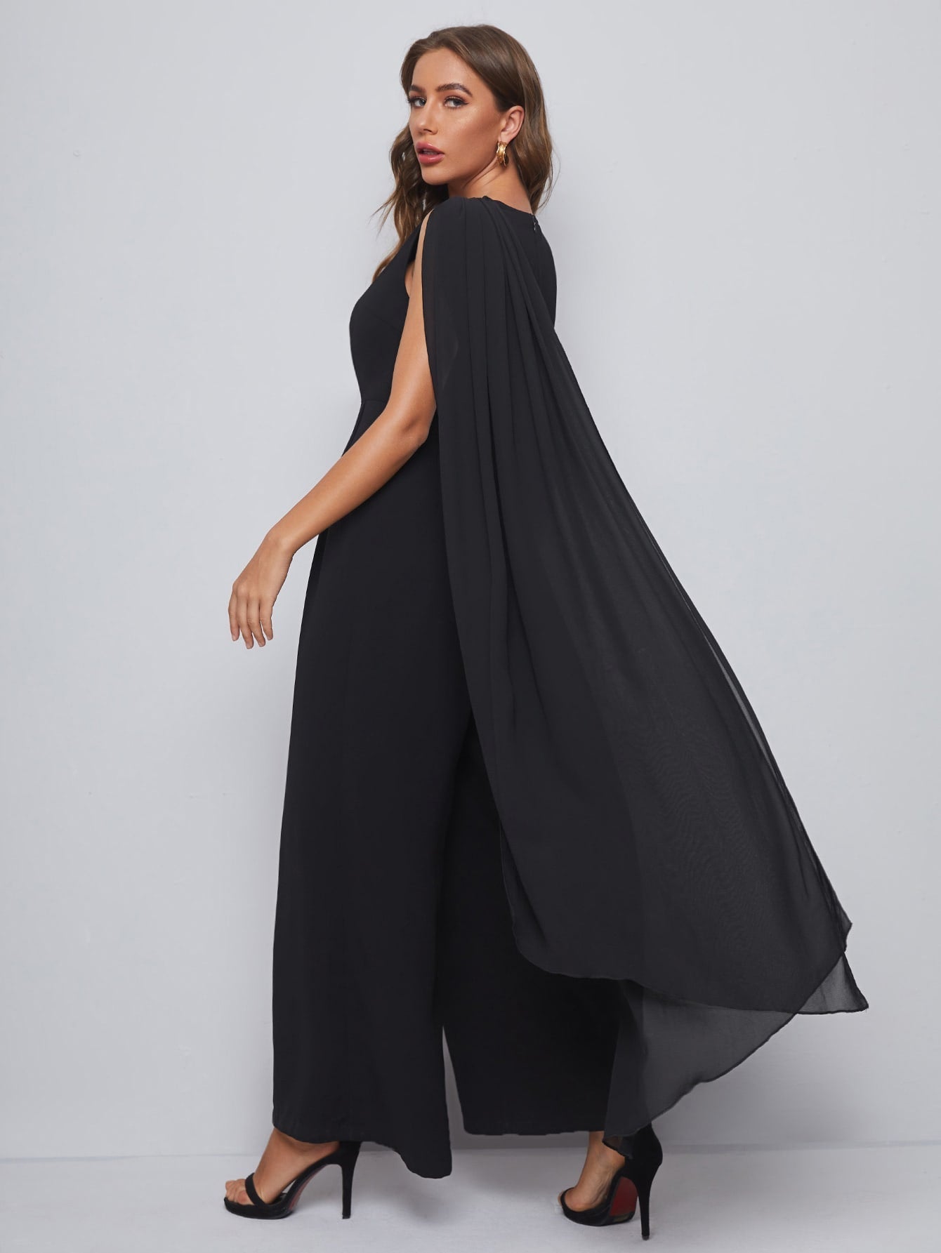 Mulvari Extra Long Sleeve Wide Leg Jumpsuit