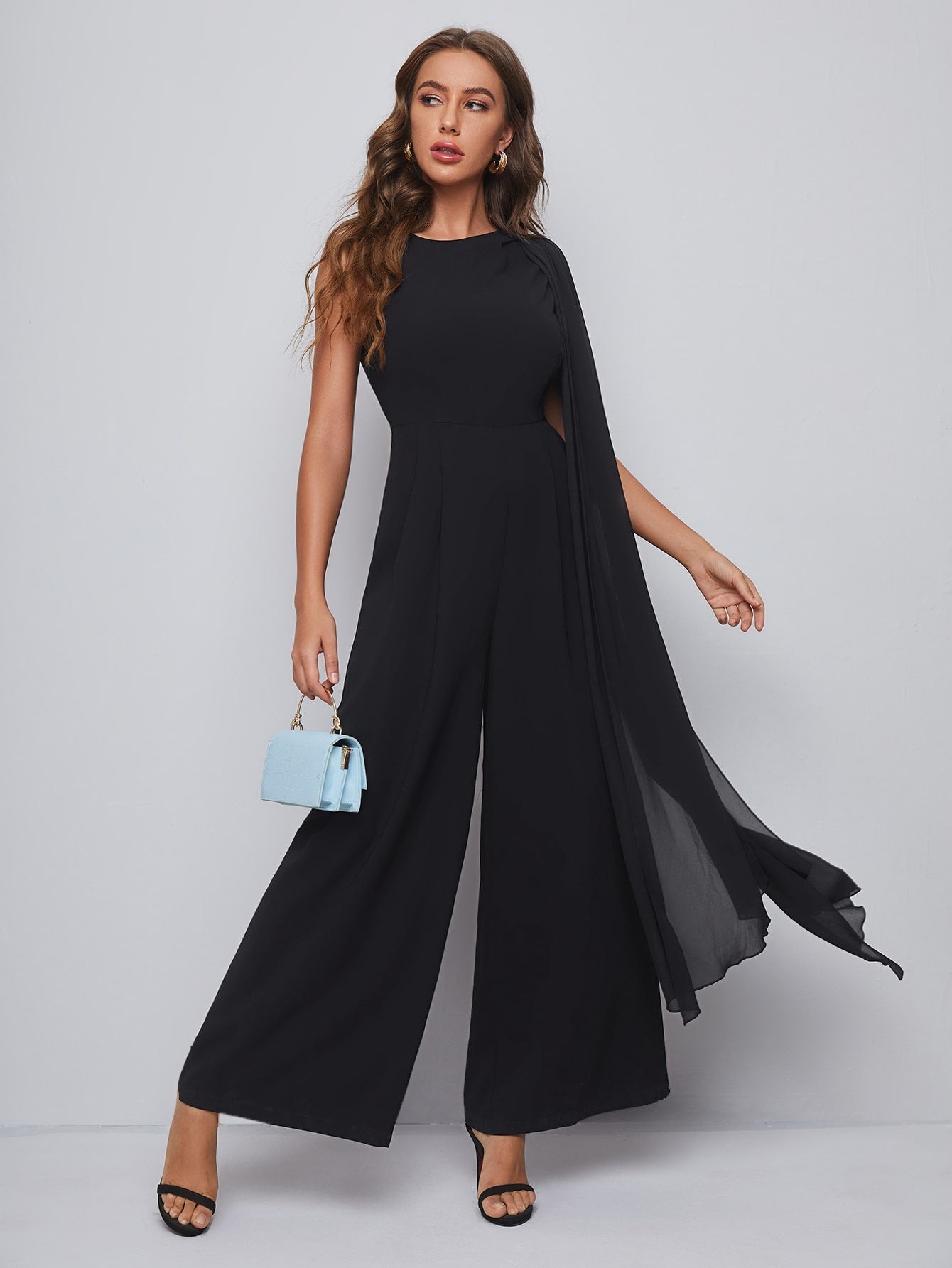 Mulvari Extra Long Sleeve Wide Leg Jumpsuit