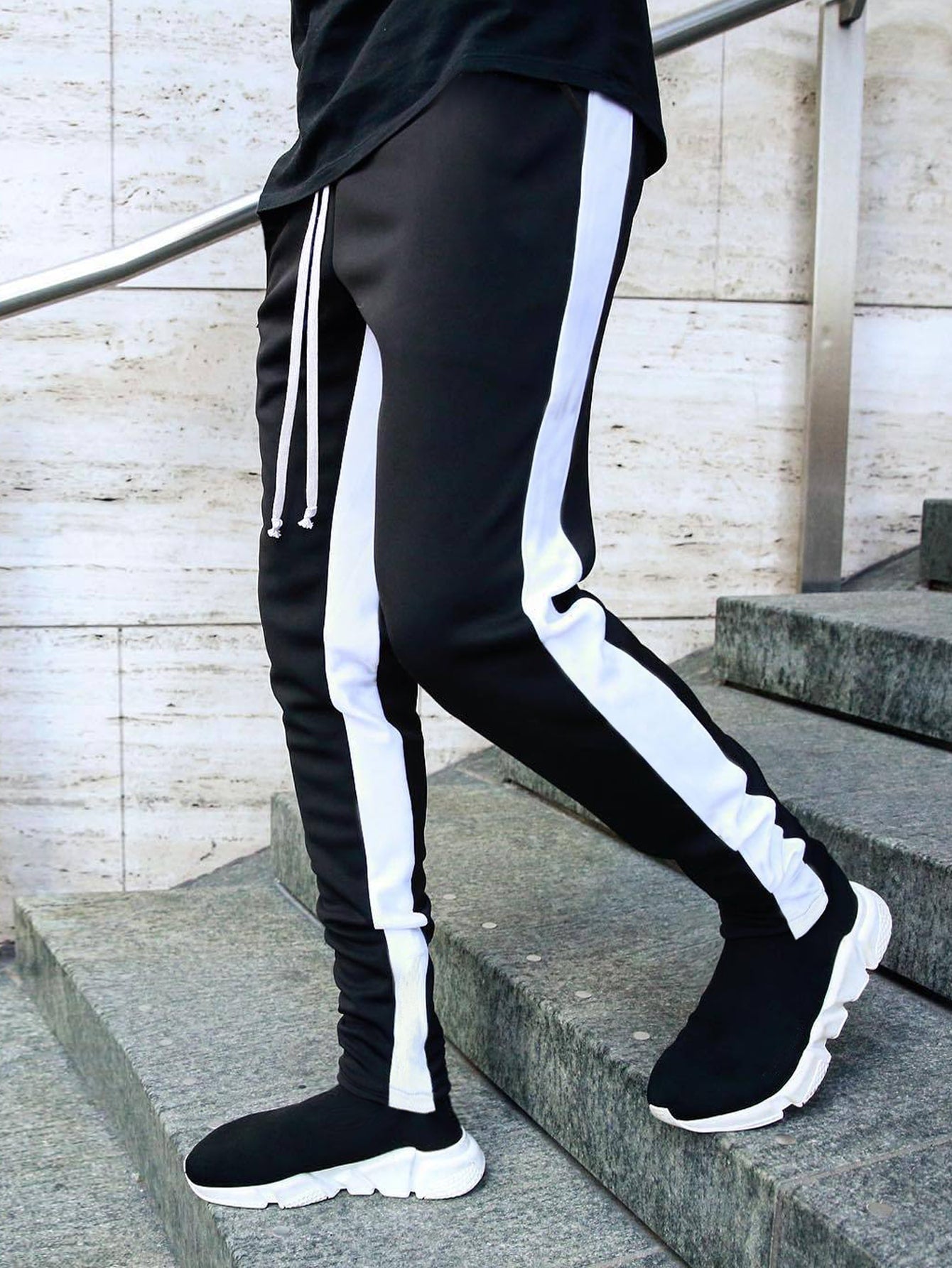 Manfinity Men Contrast Panel Drawstring Sweatpants