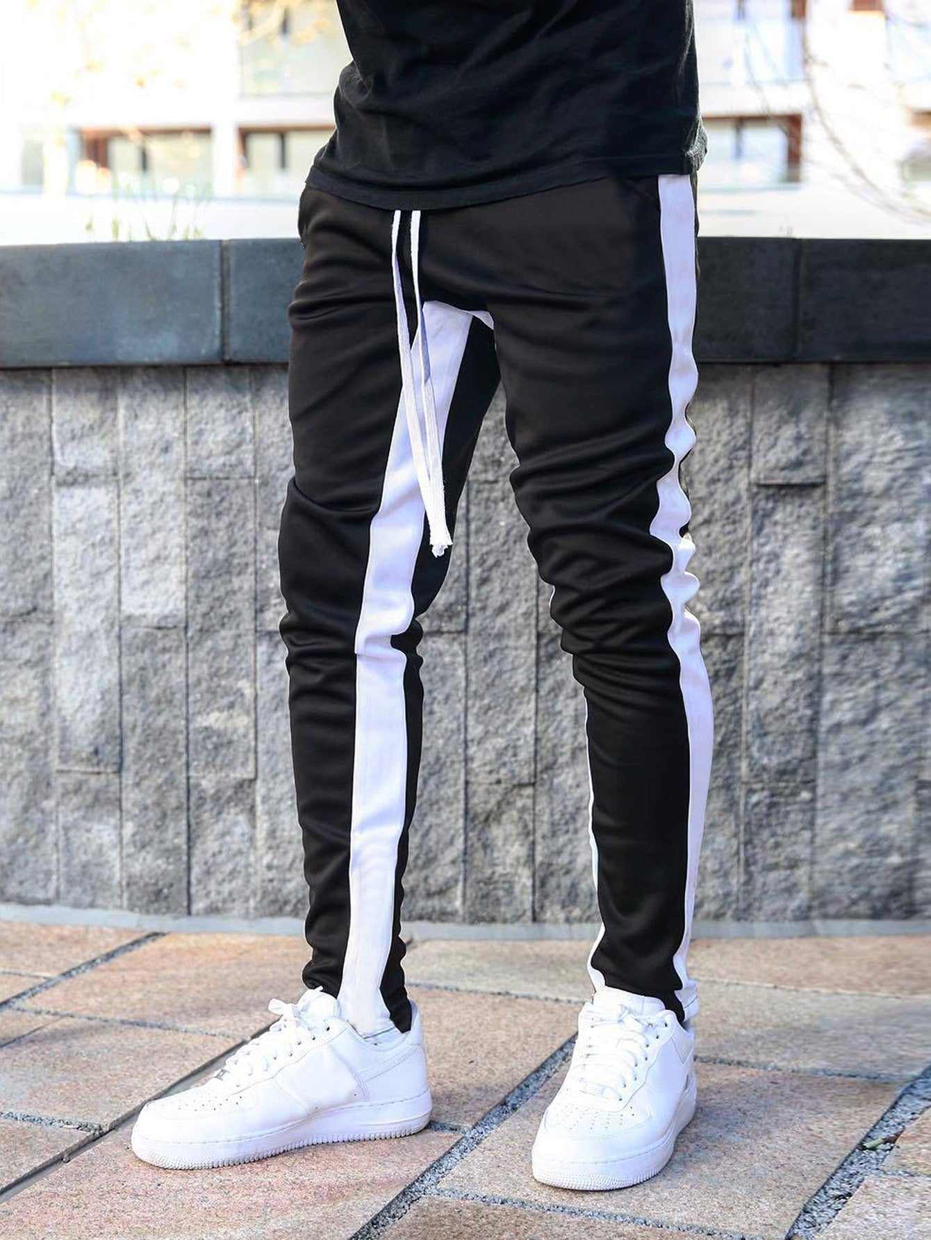 Manfinity Men Contrast Panel Drawstring Sweatpants