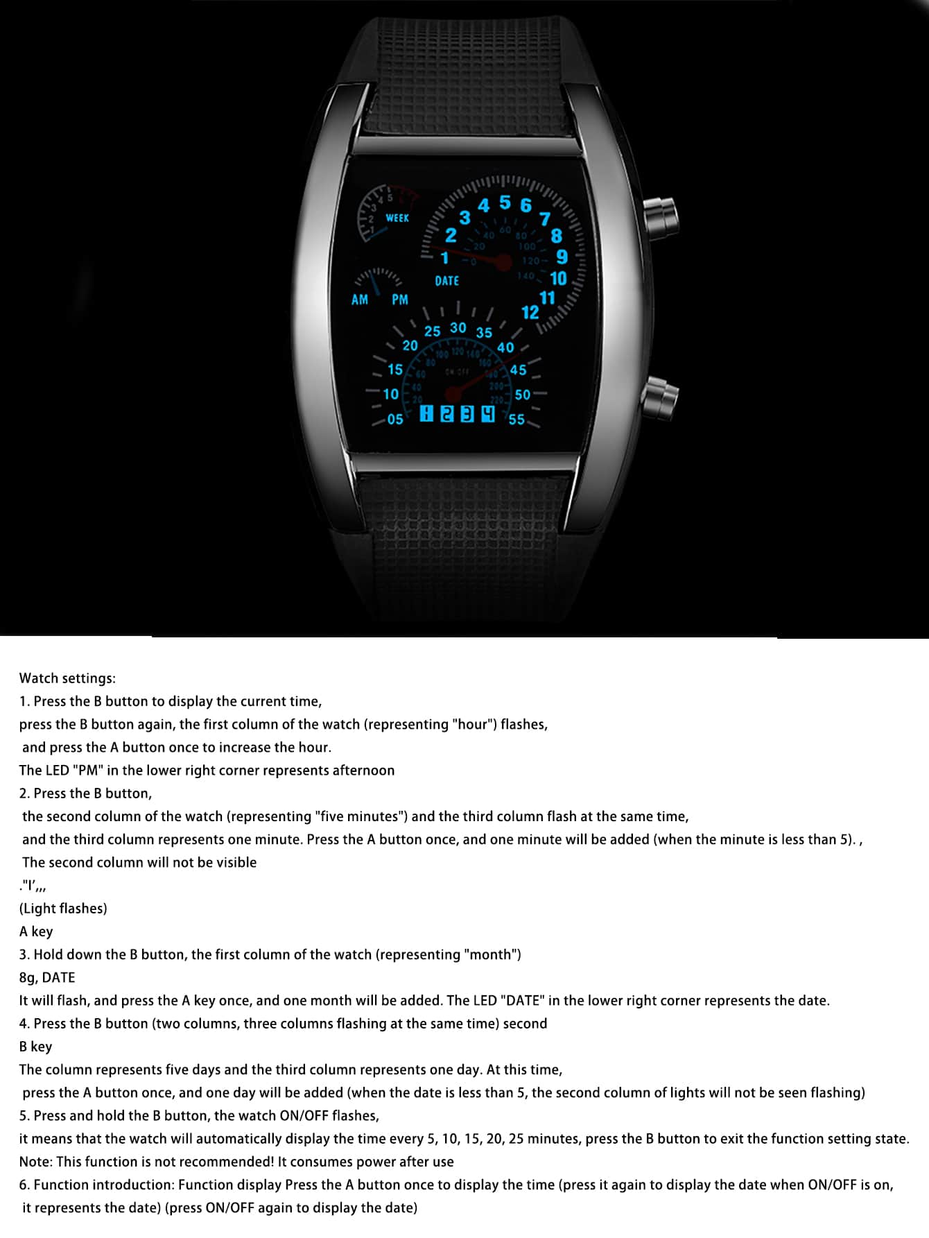 Men Rubber Strap Electronic Watch