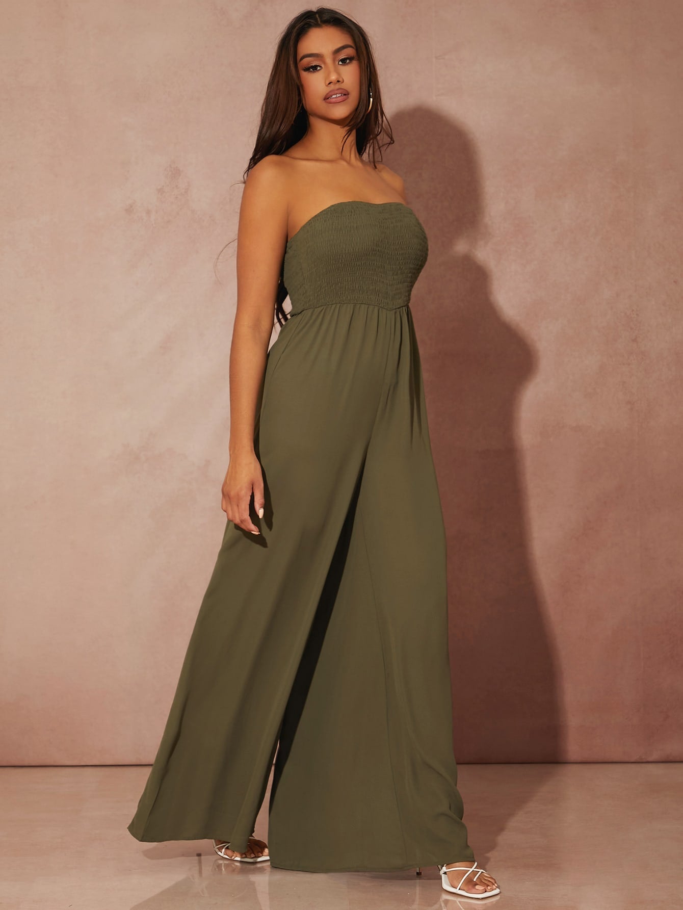 SXY Solid Wide Leg Tube Jumpsuit