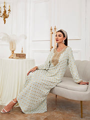 Najma Gold Dot Print Appliques Kaftan