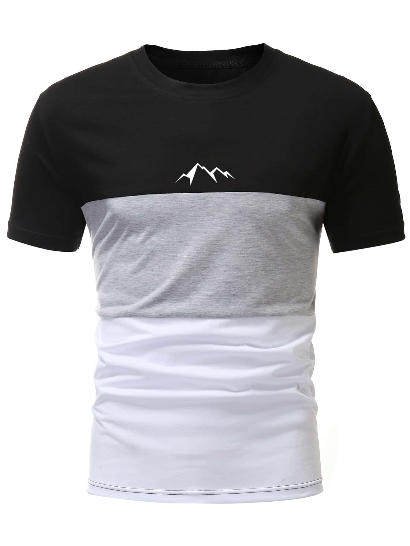 Manfinity Homme Men Color Block Mountain Print Tee