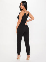 PETITE Hidden Pocket Fake Button Cami Jumpsuit