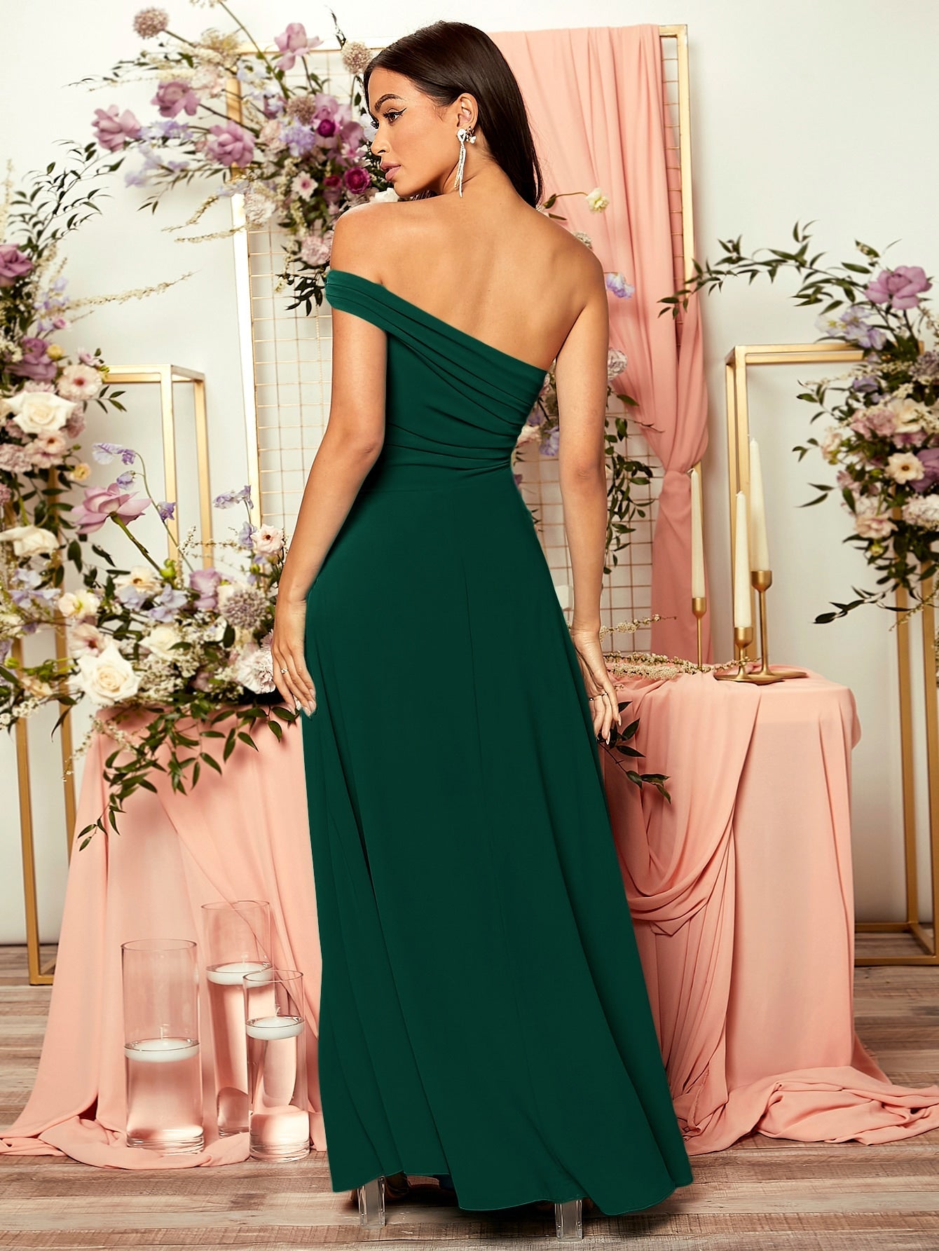 Belle Ruched One Shoulder Draped Front Bridesmaid Dress