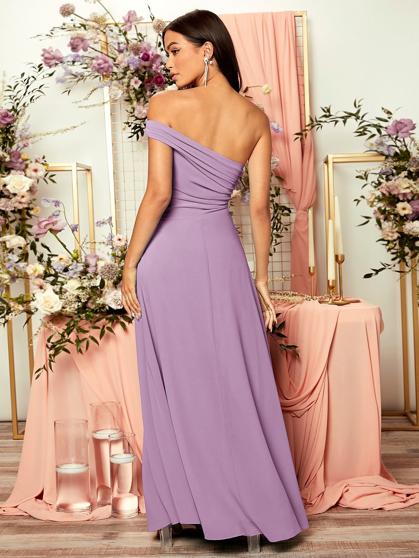 Belle Ruched One Shoulder Draped Front Bridesmaid Dress