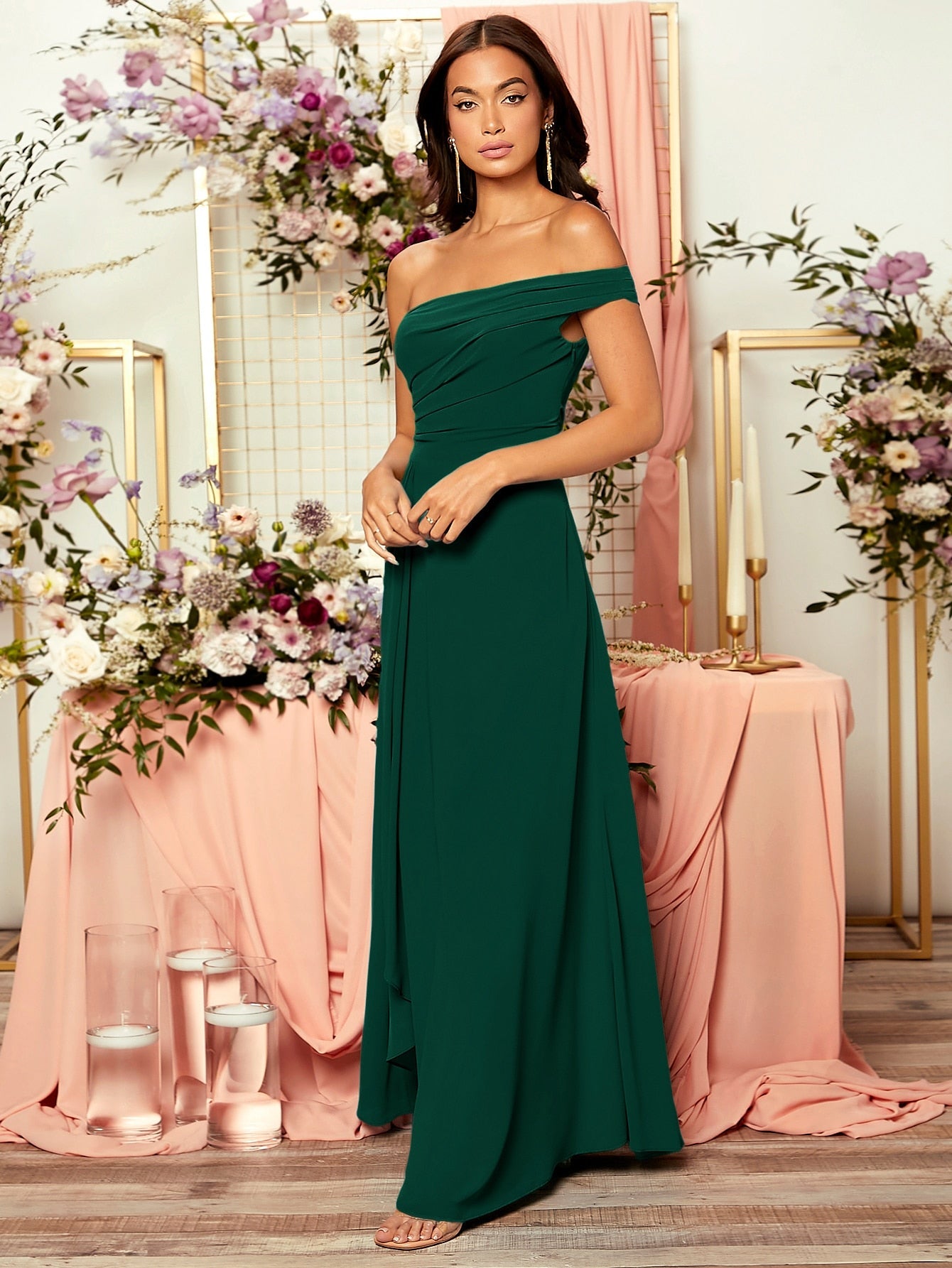 Belle Ruched One Shoulder Draped Front Bridesmaid Dress