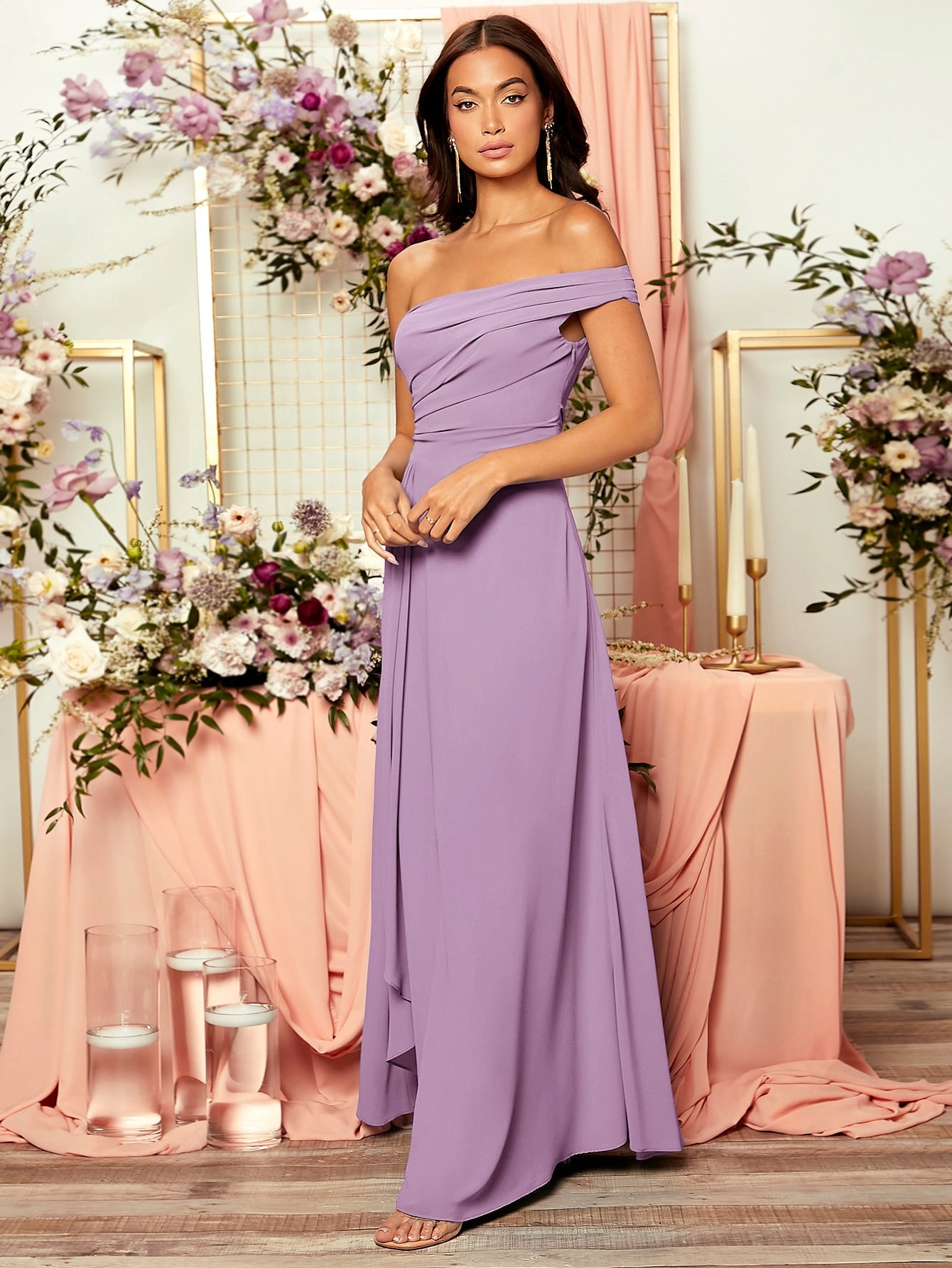 Belle Ruched One Shoulder Draped Front Bridesmaid Dress