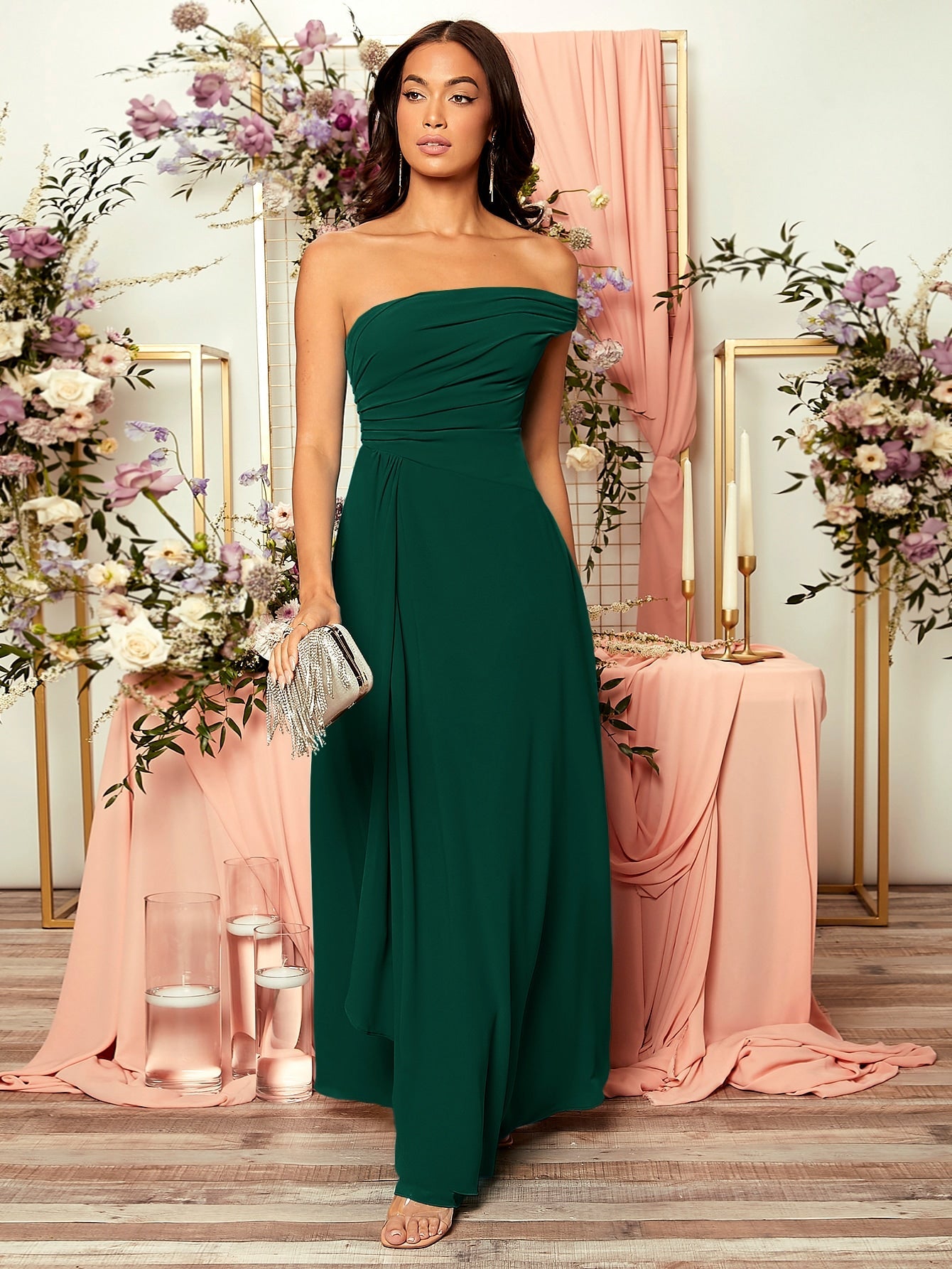 Belle Ruched One Shoulder Draped Front Bridesmaid Dress