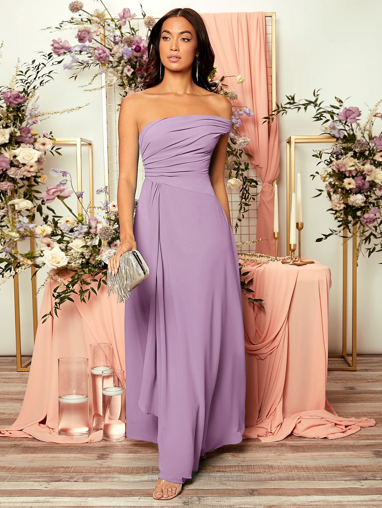 Belle Ruched One Shoulder Draped Front Bridesmaid Dress