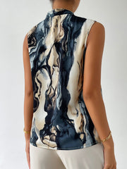 Privé Marble Print Button Front Blouse