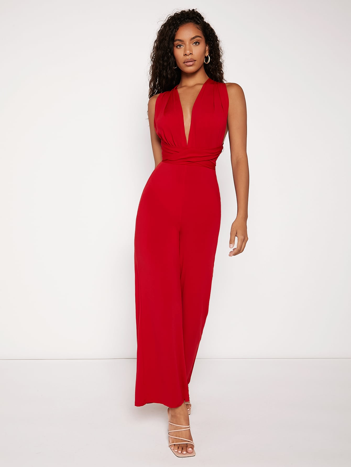 BIZwear Multi Way Open Back Wide Leg Jumpsuit Workwear