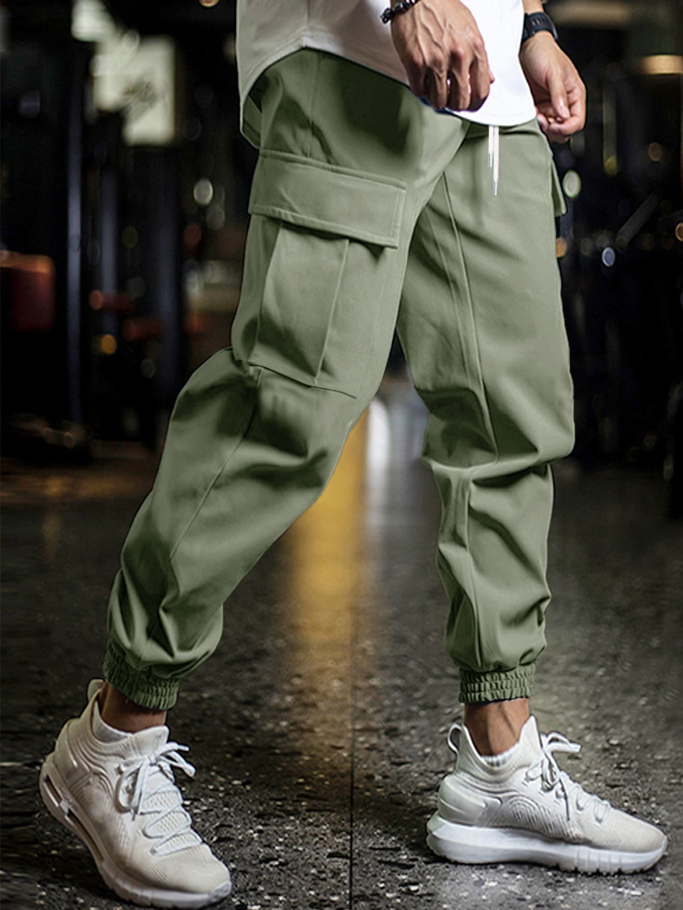 Manfinity Homme Men Flap Pocket Side Drawstring Waist Cargo Pants