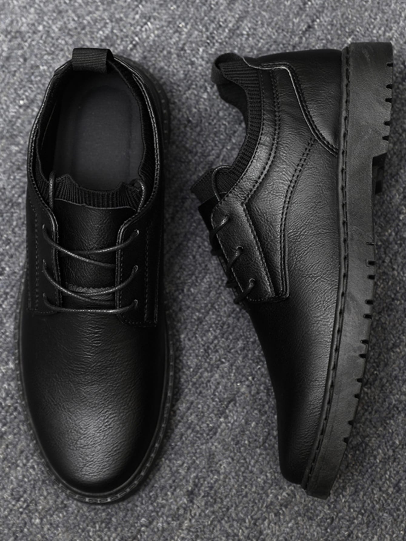 Men Minimalist Lace-up Front Oxford Shoes PU Formal Shoes