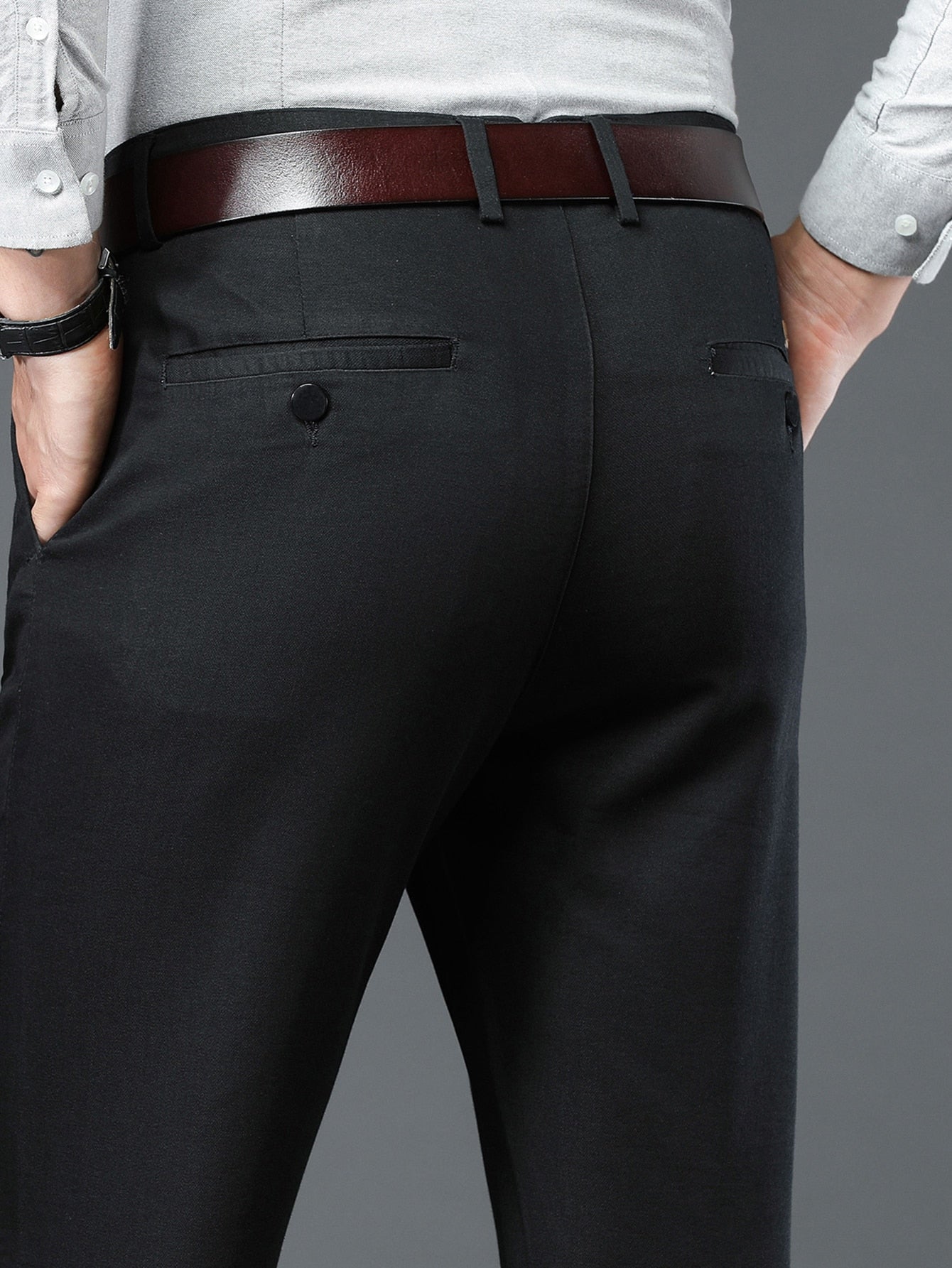 Men Slant Pocket Suit Pants Without Belt