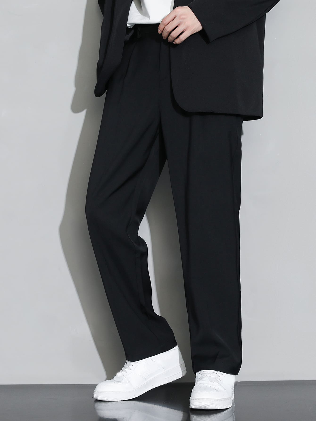 Men Solid Slant Pocket Suit Pants