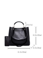 【Black Friday Sale】PU Solid Color Fashion Crocodile Pattern Retro Commuter Handheld Tote Bag Cross Body Bag Zero Wallet Set of 4