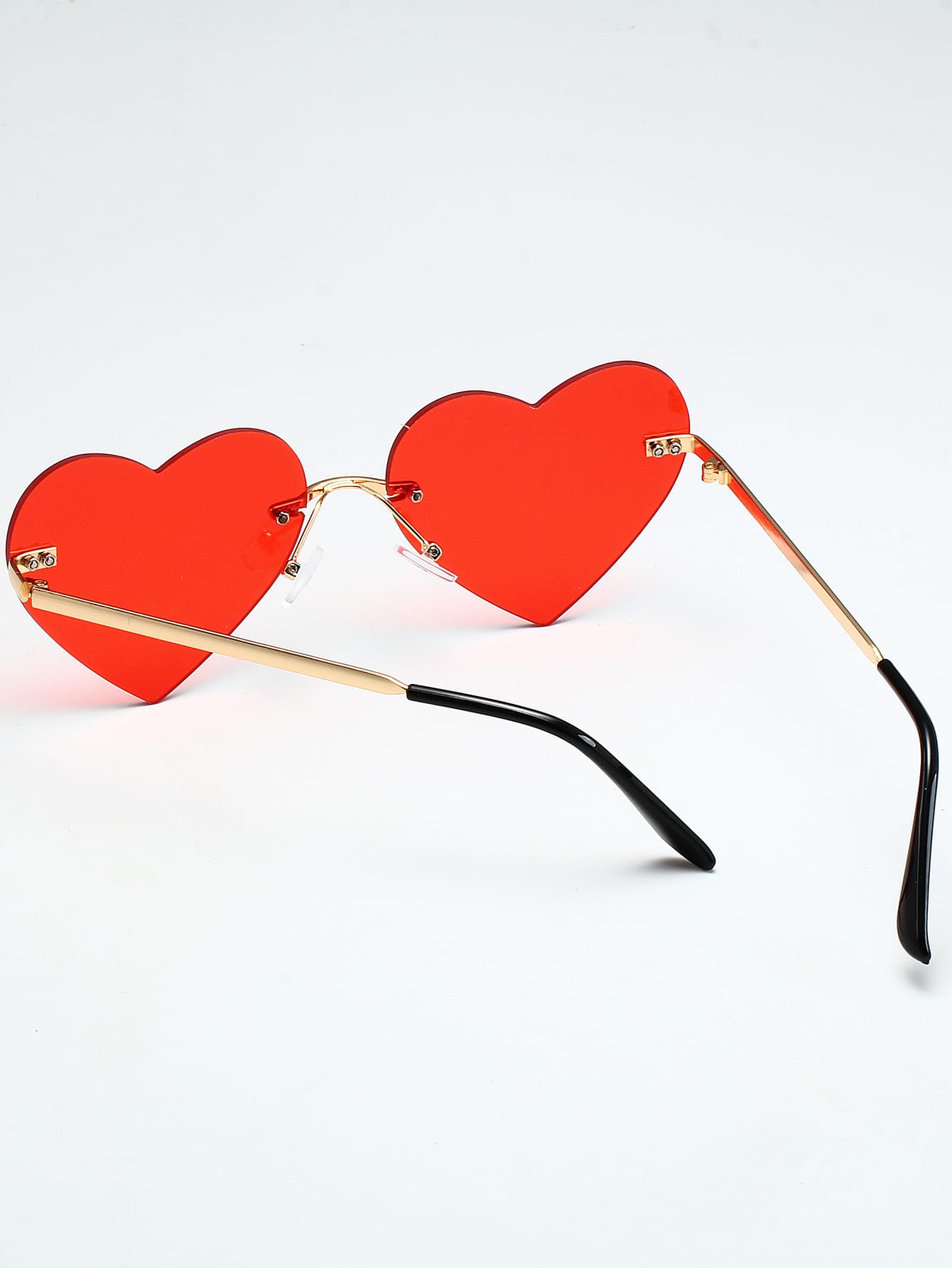 1pair Women'S Pc Decorated Heart Shaped Fashion Sunglasses Suitable For Christmas, Holiday Parties