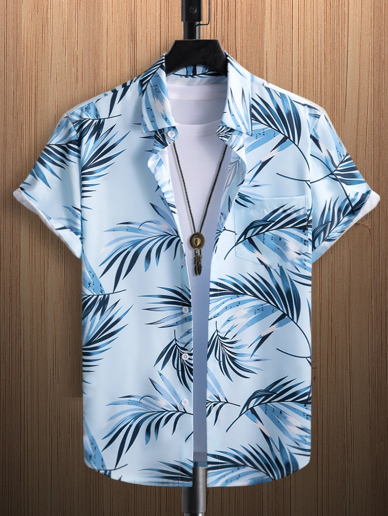 Manfinity RSRT Men Tropical Print One Pocket Front Shirt Without Tee