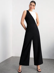 BIZwear Two Tone Wide Leg Jumpsuit Without Belt Workwear