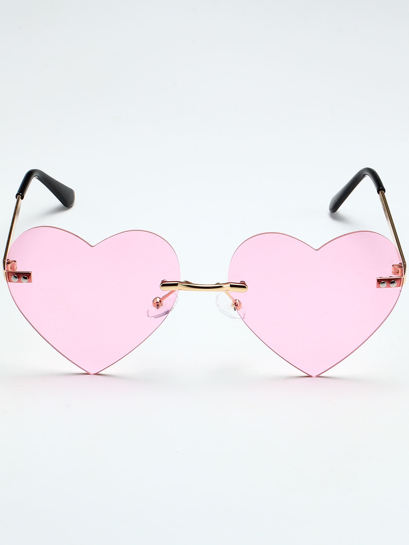 1pair Women'S Pc Decorated Heart Shaped Fashion Sunglasses Suitable For Christmas, Holiday Parties