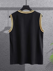 Manfinity Sporsity Men Letter Graphic Striped Trim Basketball Jersey