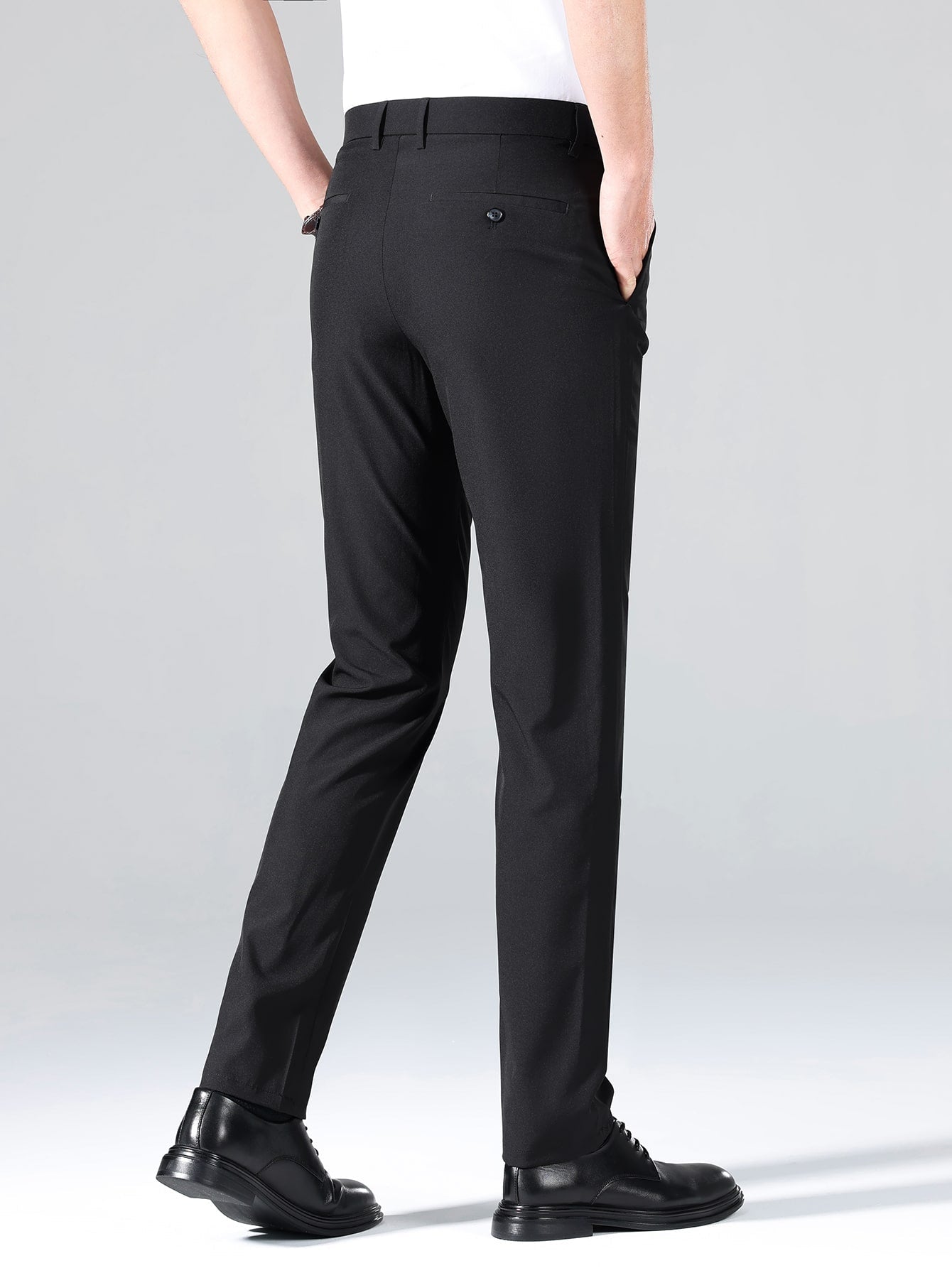 Men Solid Slant Pocket Suit Pants