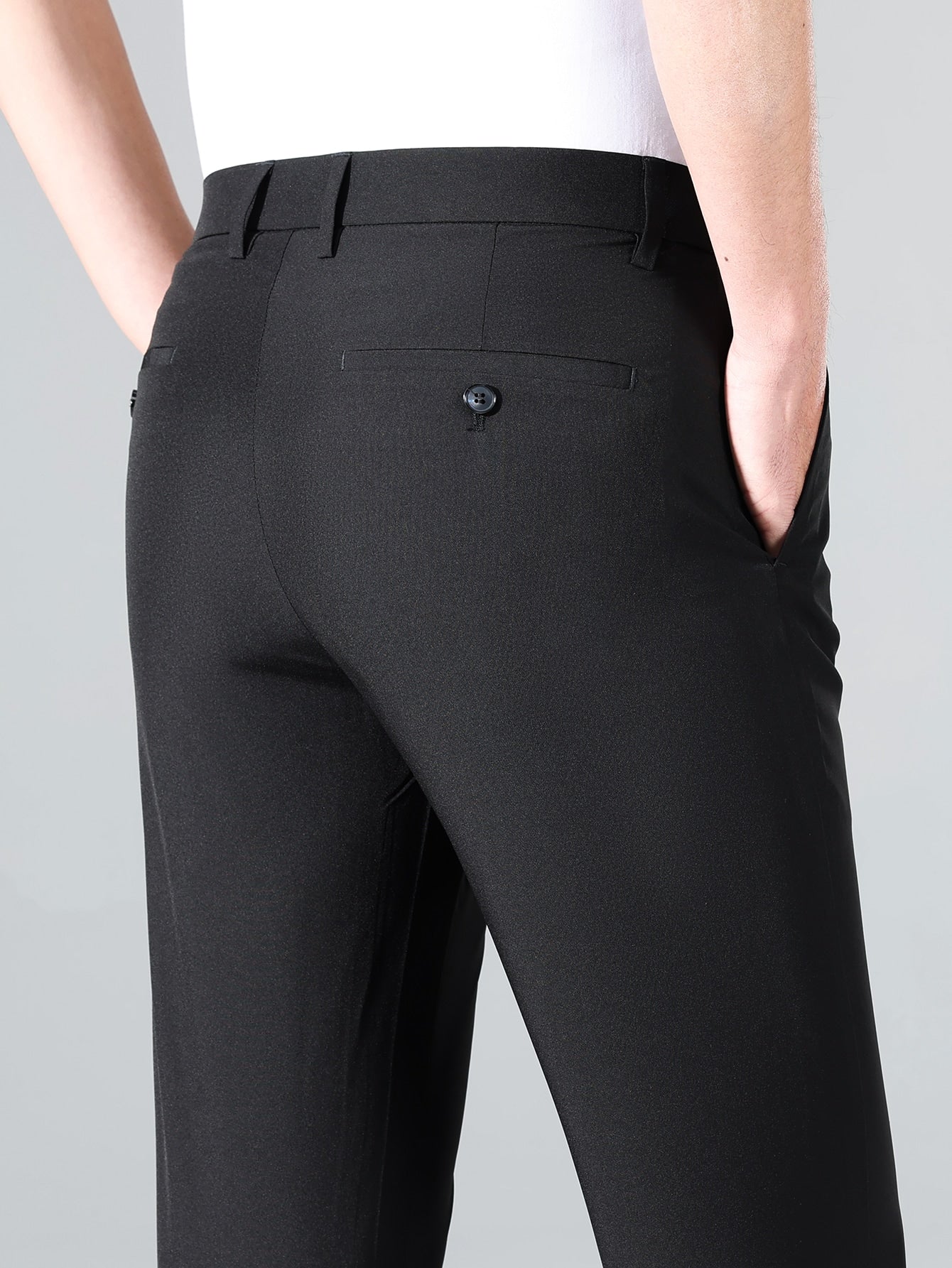 Men Solid Slant Pocket Suit Pants