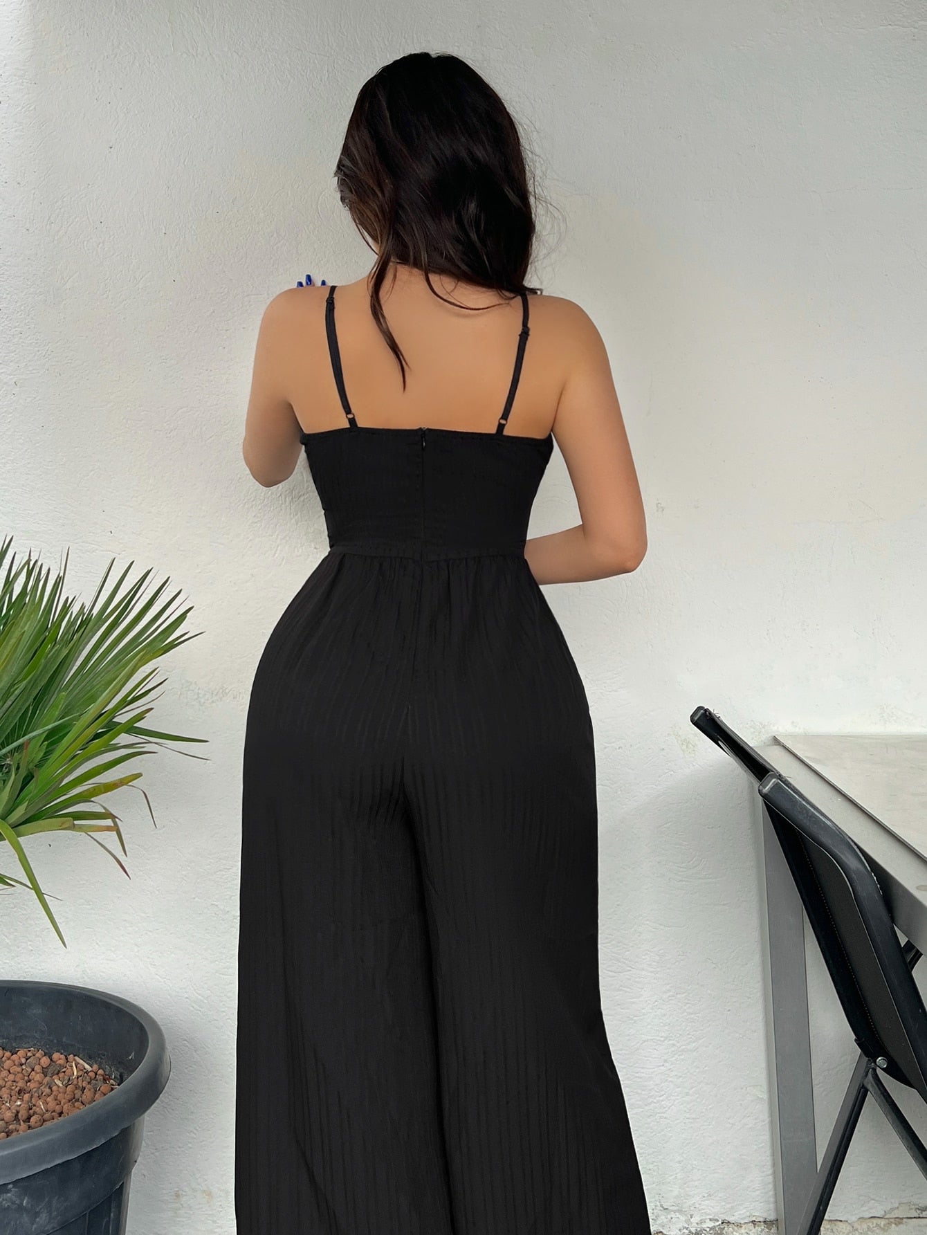 VCAY Solid Wide Leg Cami Jumpsuit