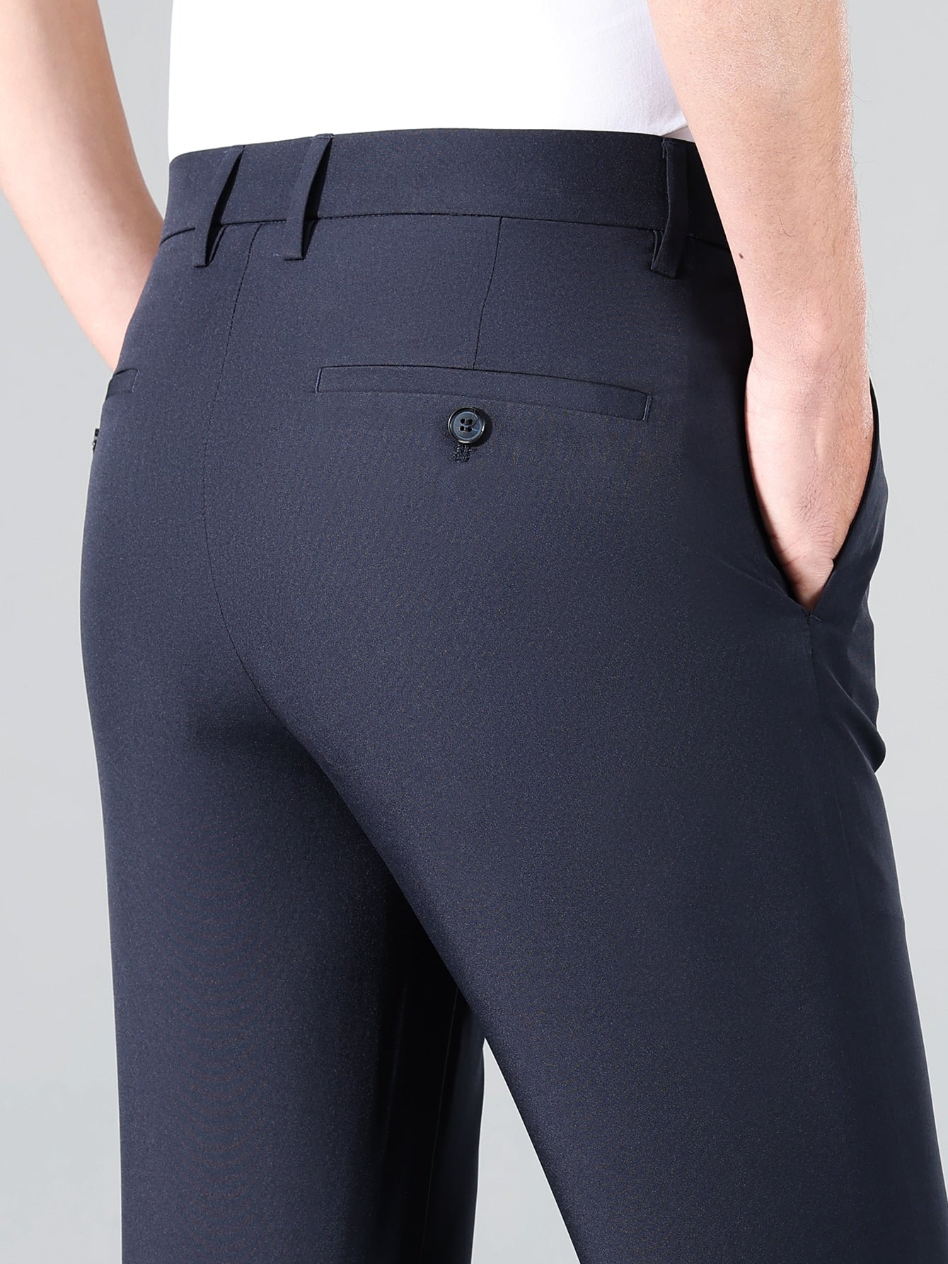 Men Solid Slant Pocket Suit Pants