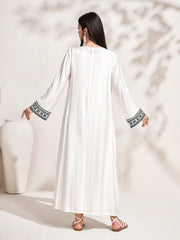 Najma Contrast Trim Open Front Abaya