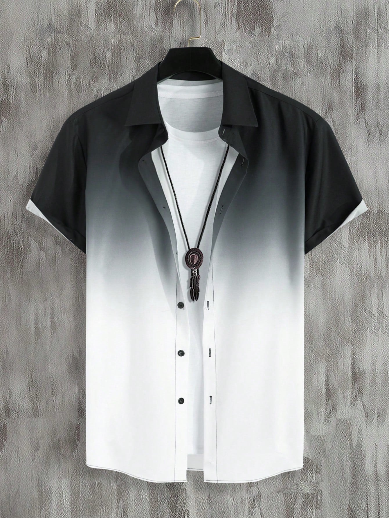 Manfinity Homme Men Ombre Button Up Shirt Without Tee