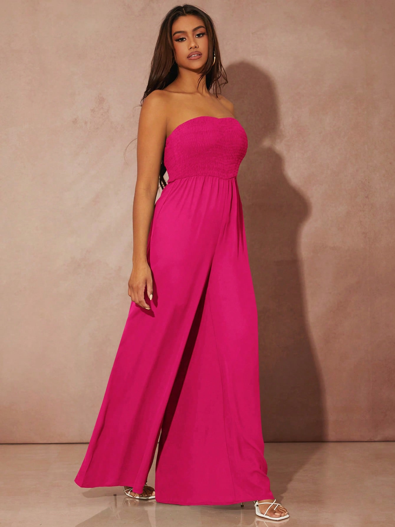 SXY Solid Wide Leg Tube Jumpsuit