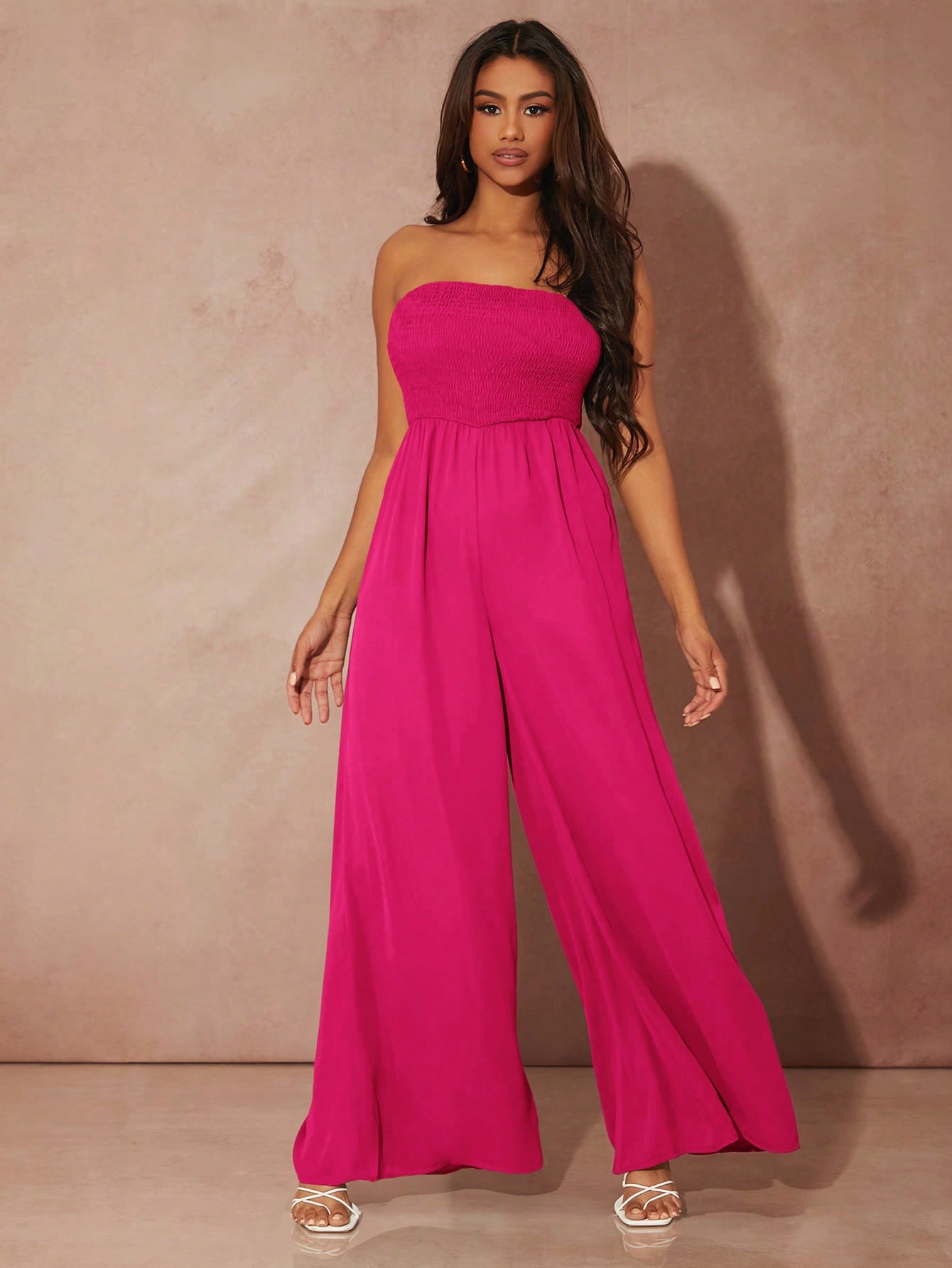 SXY Solid Wide Leg Tube Jumpsuit