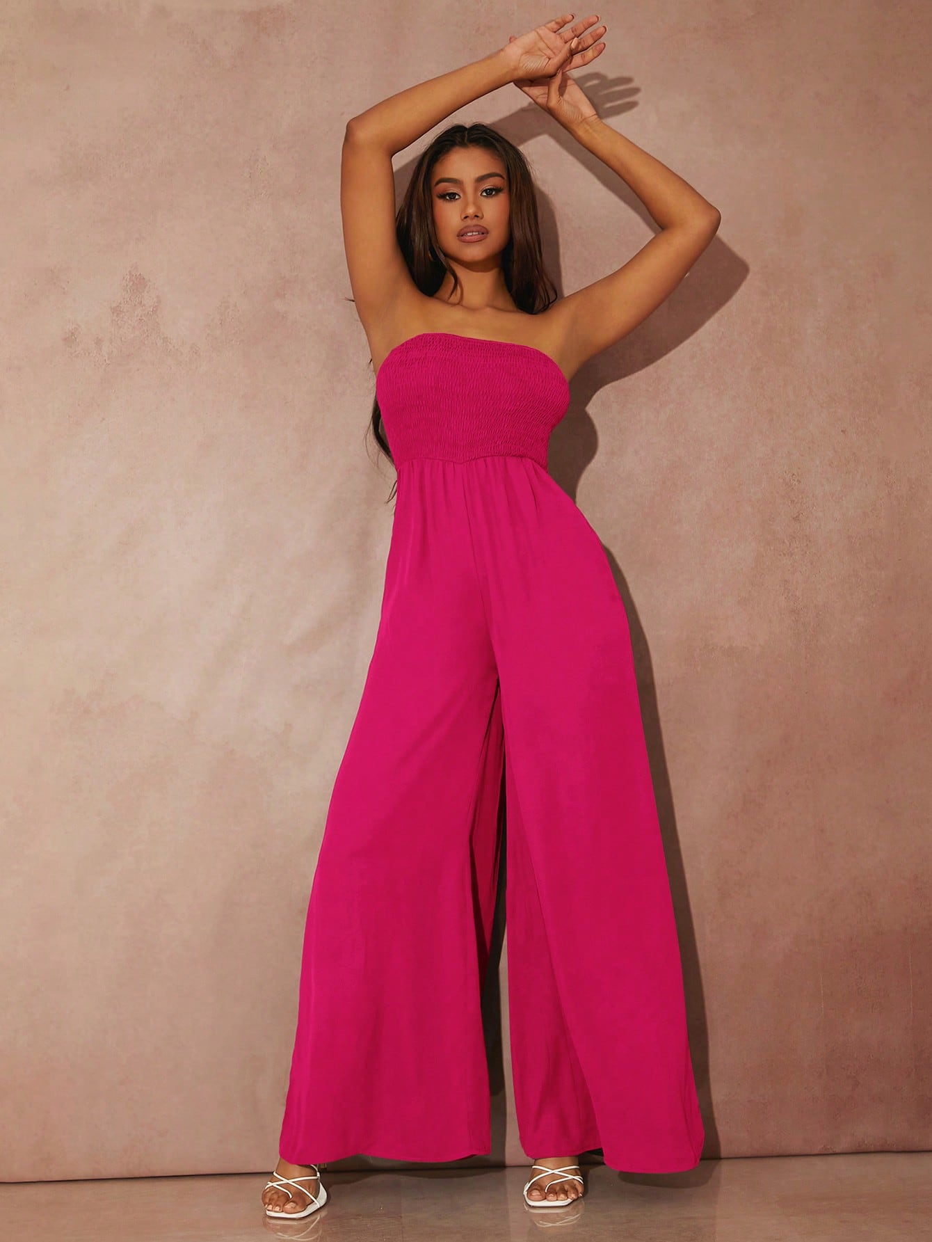 SXY Solid Wide Leg Tube Jumpsuit