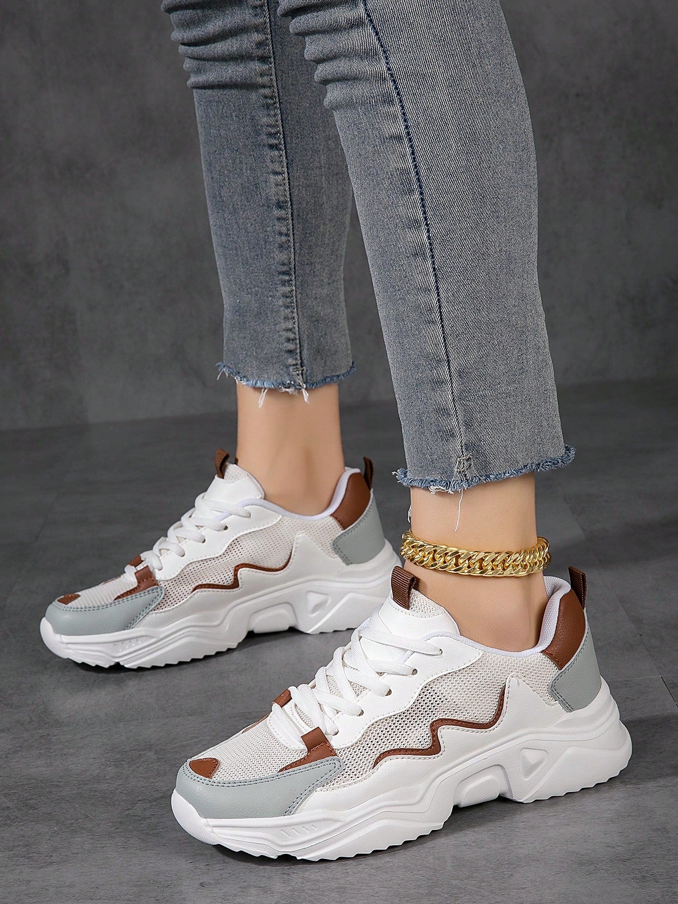 New Women's Thick-soled Chunky Sneakers, Comfortable And Breathable Sports Shoes