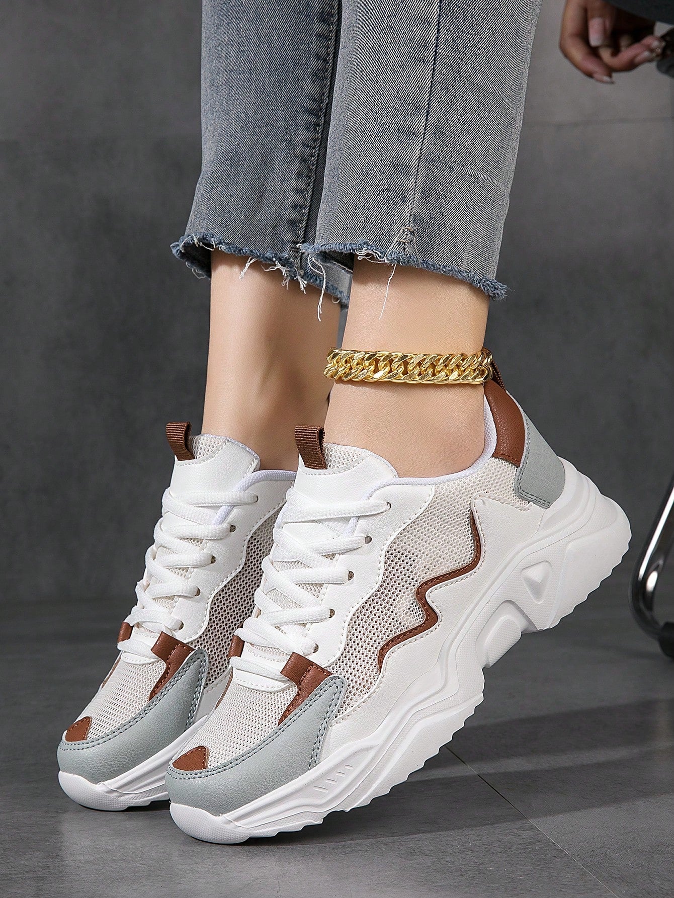 New Women's Thick-soled Chunky Sneakers, Comfortable And Breathable Sports Shoes