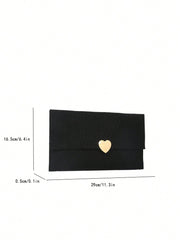 Luxury Dinner Bag, Evening Bag Glamorous, Elegant, Exquisite, Quiet Luxury Crocodile Embossed Envelope Bag Black Heart Decor Fashionable Square Bag For Lady, Woman, For Party Girl, Bride Perfect for Party, Wedding, Prom, Dinner/Banquet, Dinner/Banquet, Be