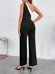 Privé One Shoulder Asymmetrical Neck Jumpsuit