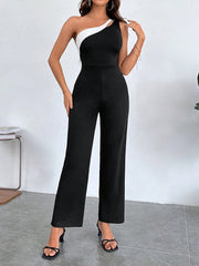 Privé One Shoulder Asymmetrical Neck Jumpsuit