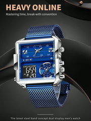 Men Water Resistant Square Electronic Watch