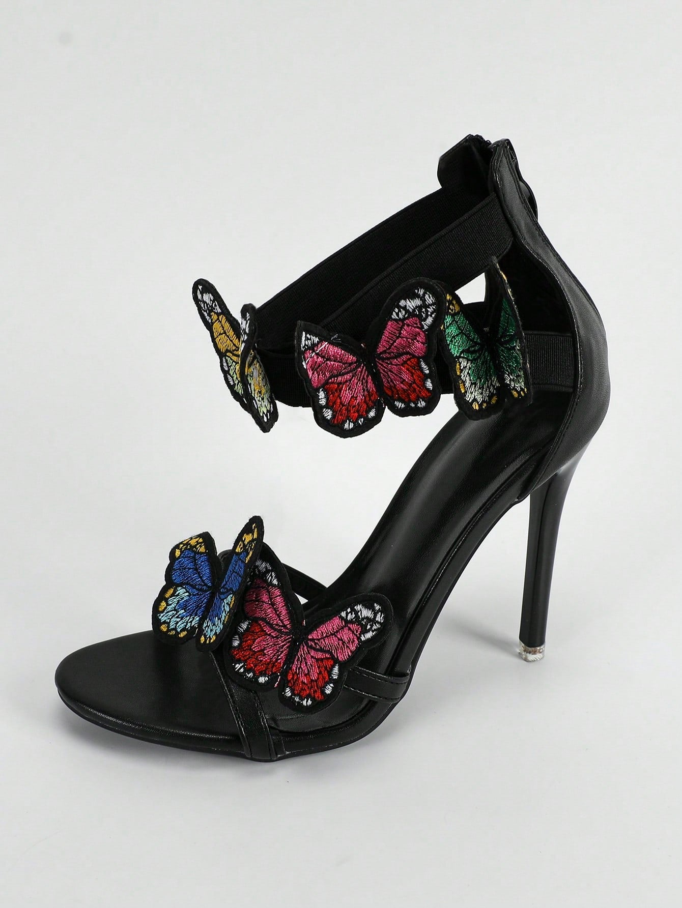 Women Butterfly Decor Ankle Strap Sandals, Stiletto Heeled Fashion Sandals