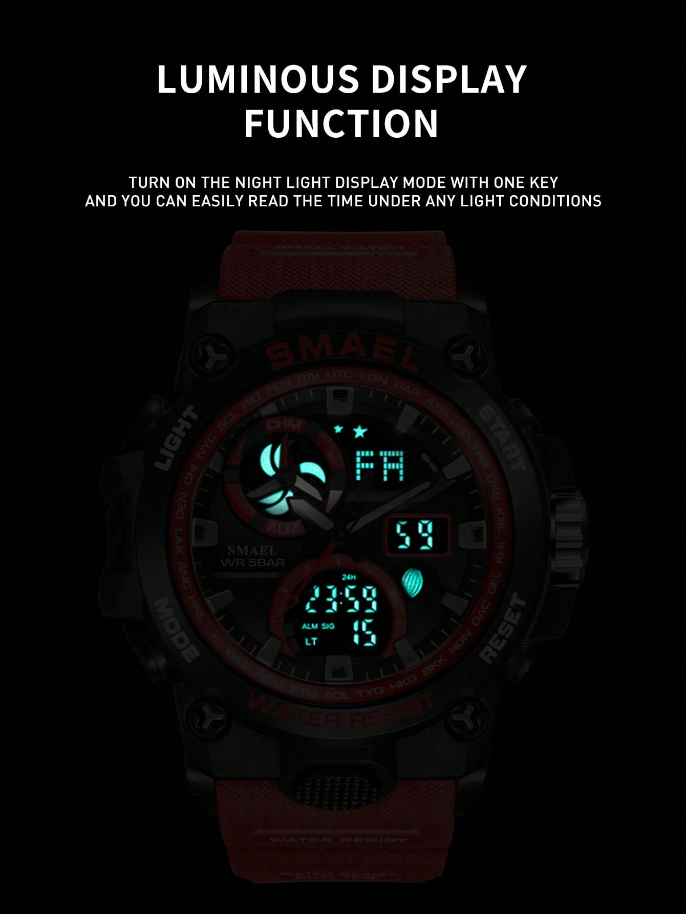 1pc Men's Alloy Dual Display Sport Watch