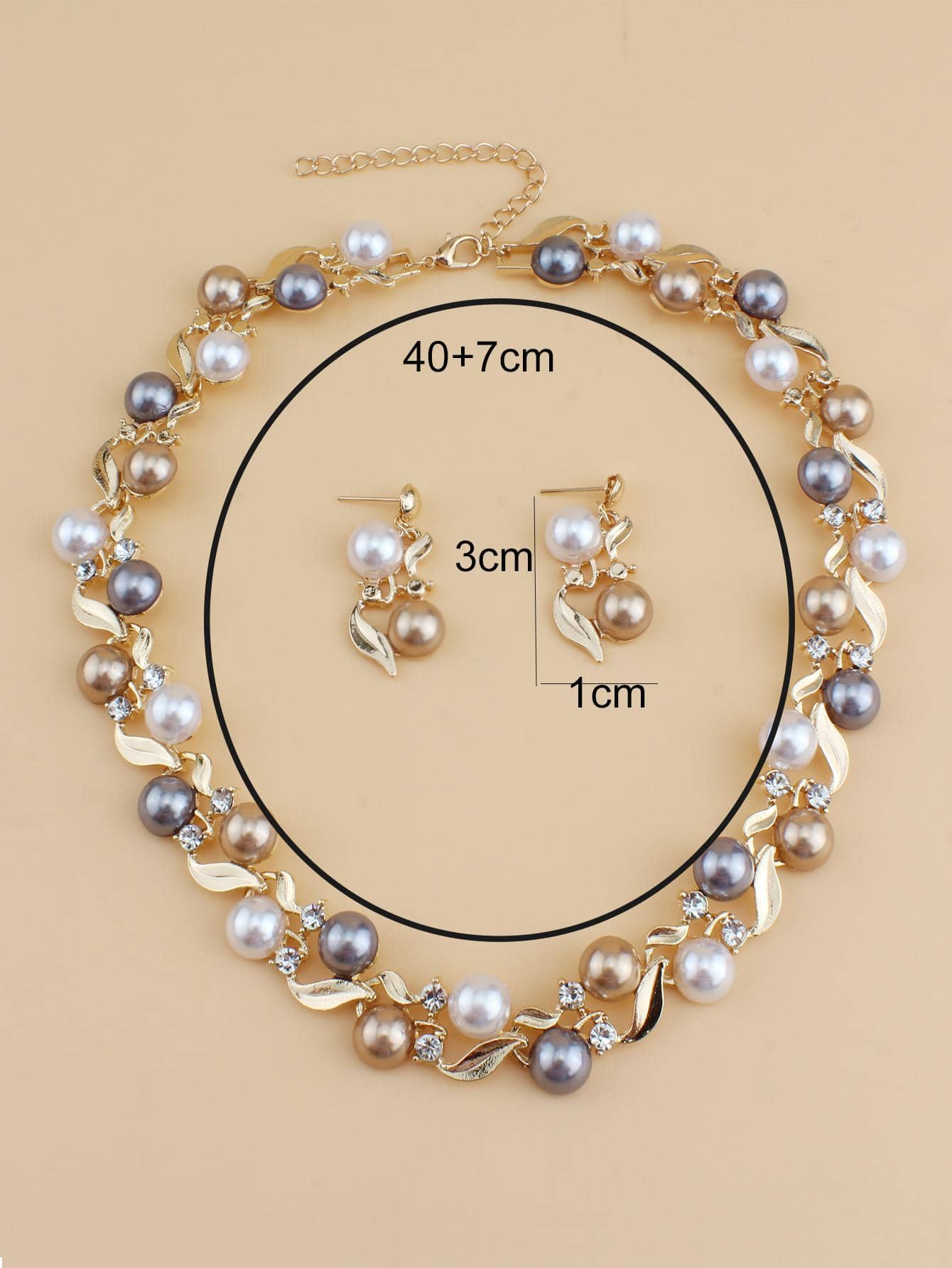 3pcs/set Glamorous Rhinestone & Faux Pearl Decor Jewelry Set For Women For Wedding Party