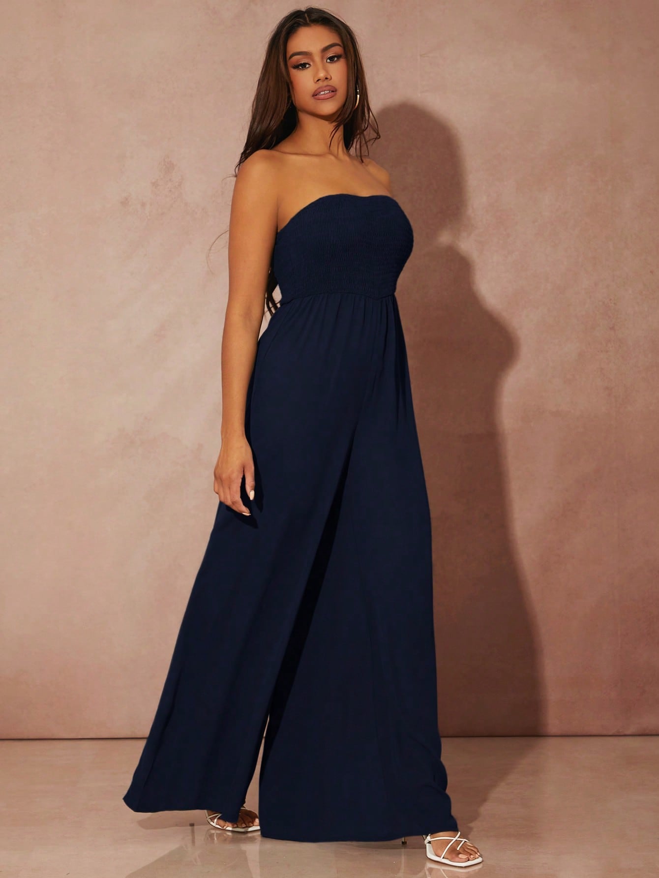 SXY Solid Wide Leg Tube Jumpsuit