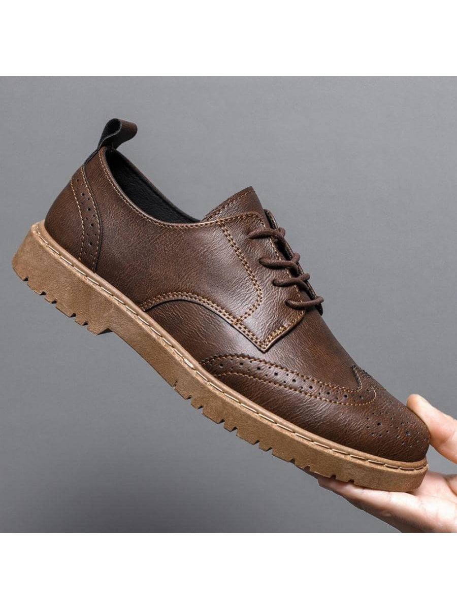 Vintage Derby Shoes For Men, Lace-up Front Dress Shoes